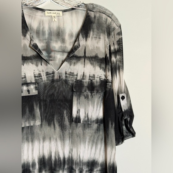 Faith and Joy Black and Gray Casual Shirt Size Large - Picture 4 of 6